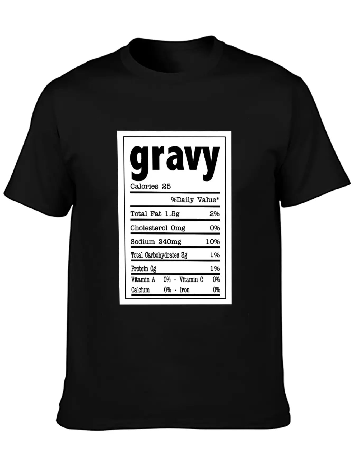Gravy Nutrition Food Facts Costume Design Stylish Everyday T-Shirt – Unisex Basic Cotton Tee
