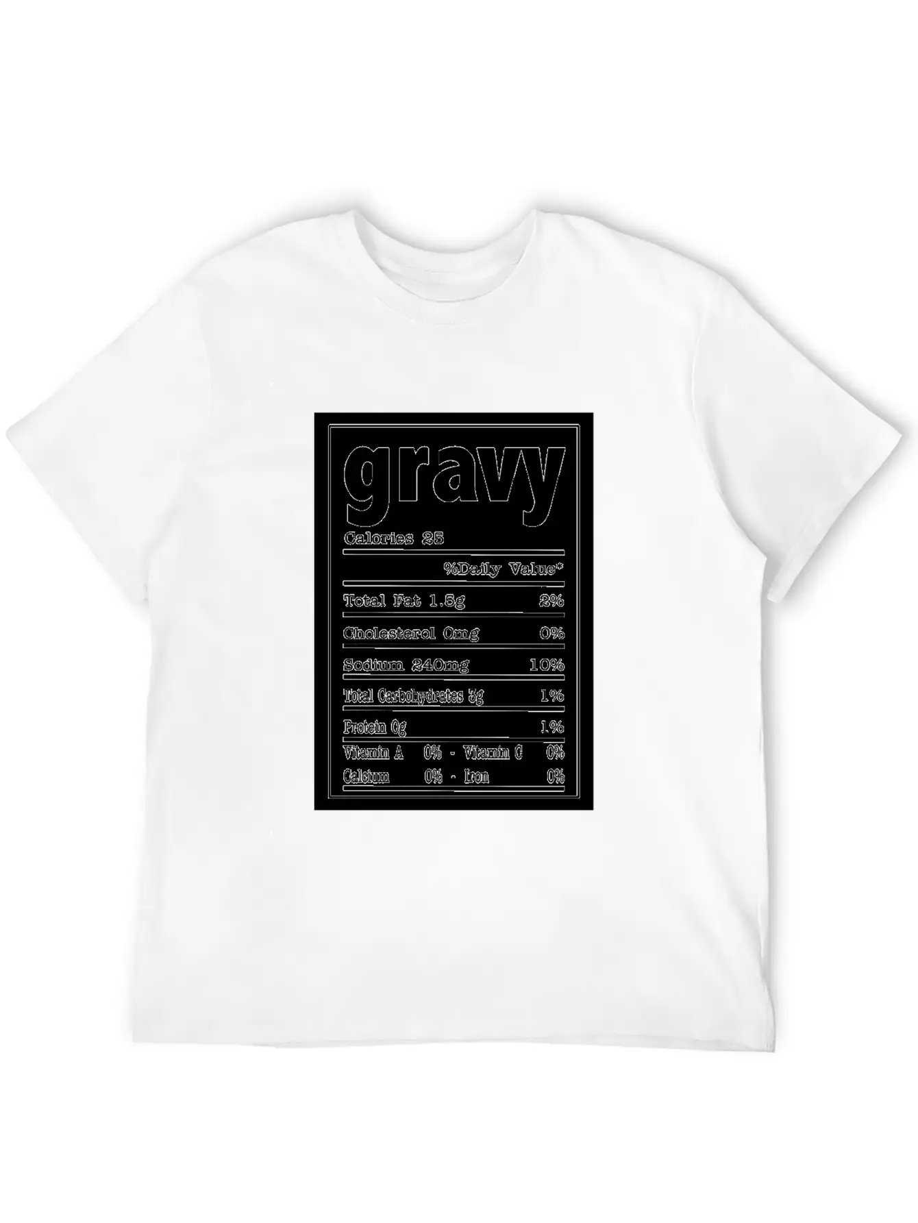 Gravy Nutrition Food Facts Costume Design Stylish Everyday T-Shirt – Unisex Basic Cotton Tee