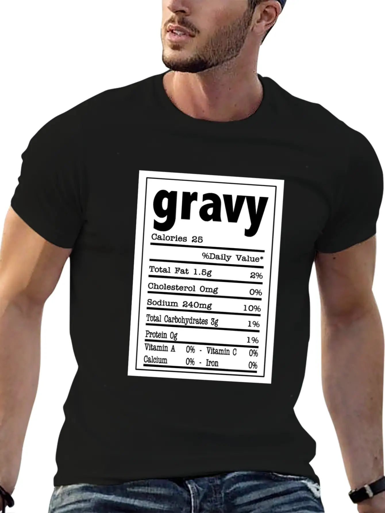 Gravy Nutrition Food Facts Costume Design Stylish Everyday T-Shirt – Unisex Basic Cotton Tee
