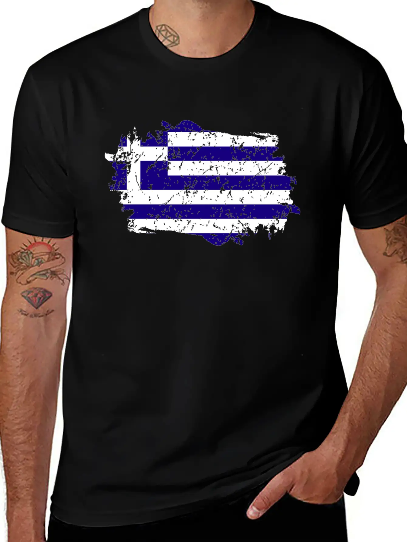 Greece Flag Grunge Country Flag Greece Timeless Short Sleeve Tee – Comfy And Minimalist Design