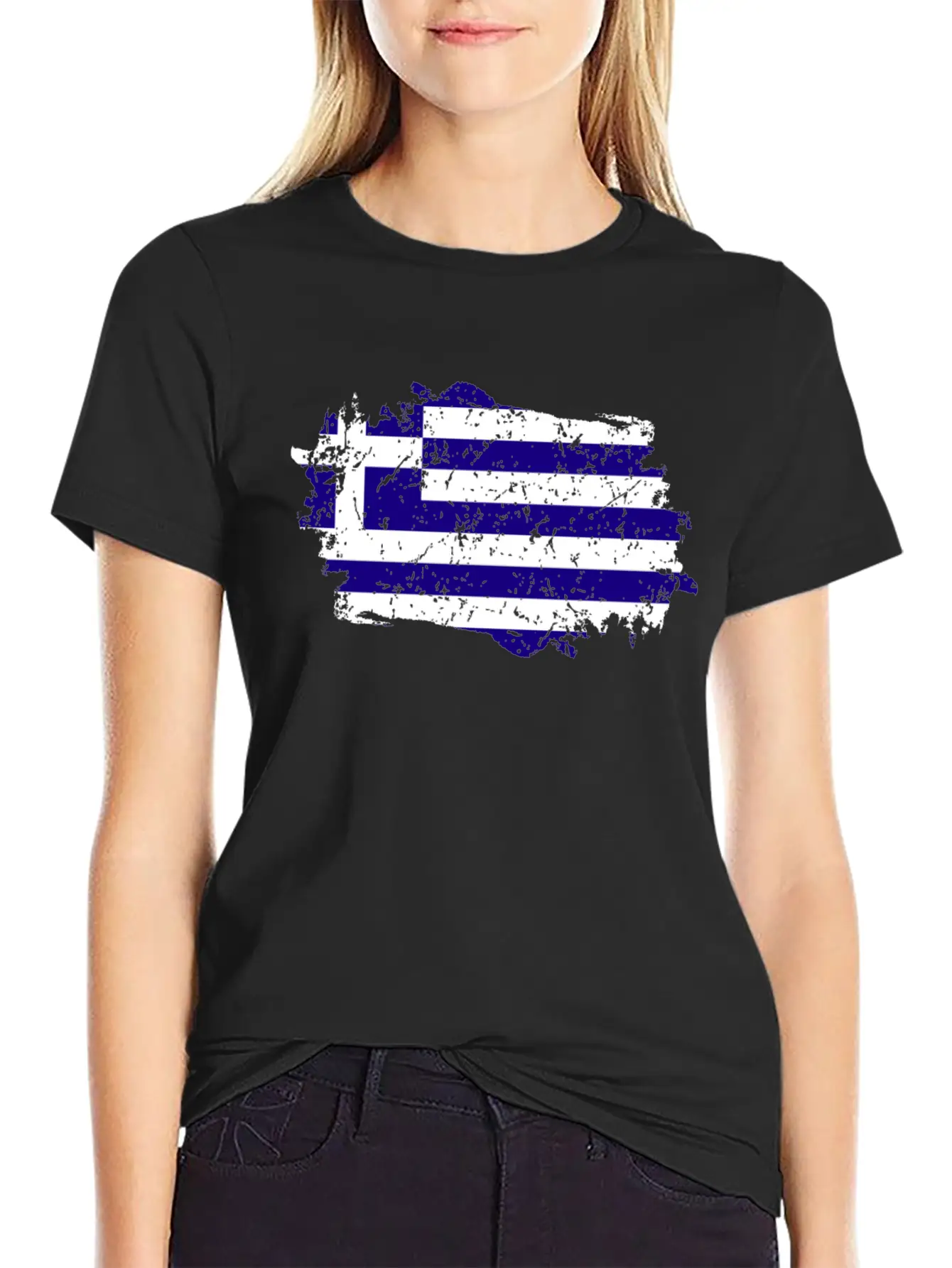 Greece Flag Grunge Country Flag Greece Timeless Short Sleeve Tee – Comfy And Minimalist Design