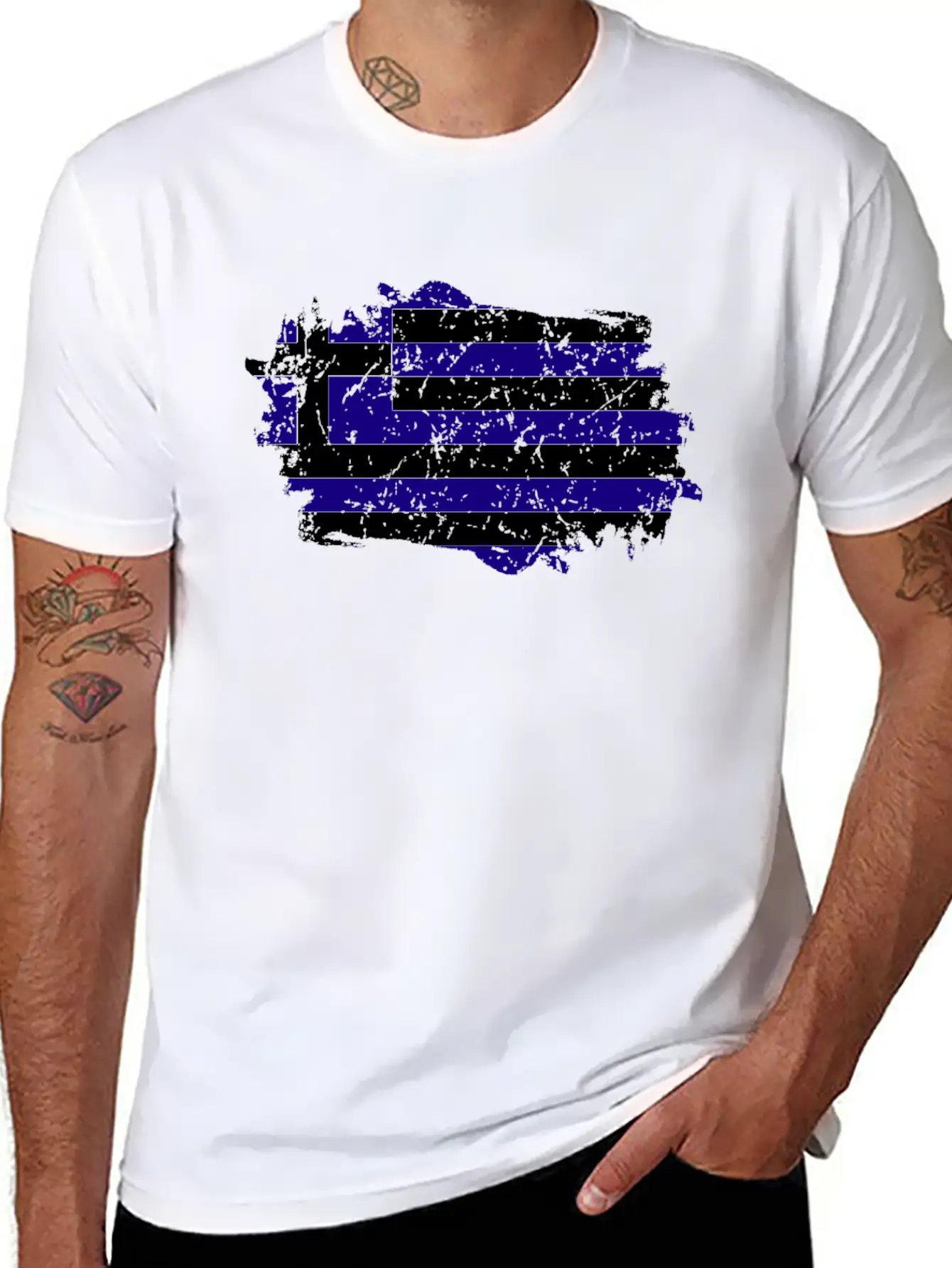 Greece Flag Grunge Country Flag Greece Timeless Short Sleeve Tee – Comfy And Minimalist Design