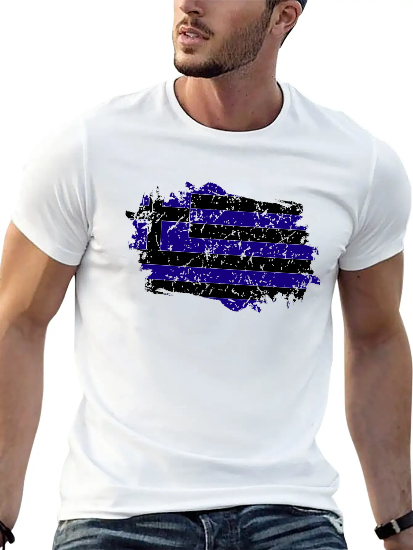 Greece Flag Grunge Country Flag Greece Timeless Short Sleeve Tee – Comfy And Minimalist Design