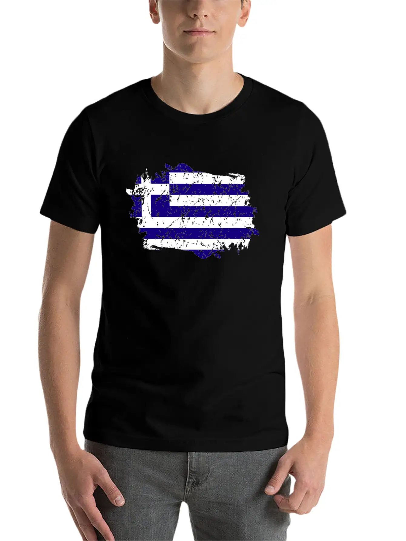 Greece Flag Grunge Country Flag Greece Timeless Short Sleeve Tee – Comfy And Minimalist Design