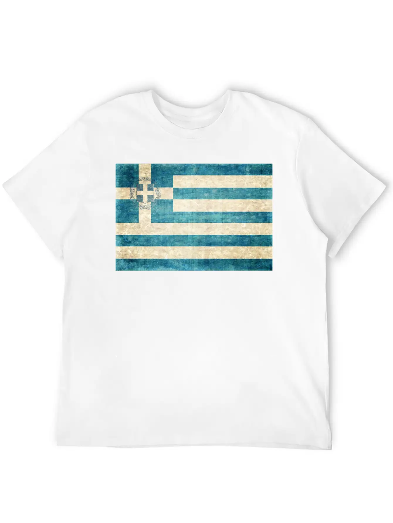 Greece Flag Grunge Unisex Short Sleeve Soft Cotton T-Shirt – Casual Everyday Wear