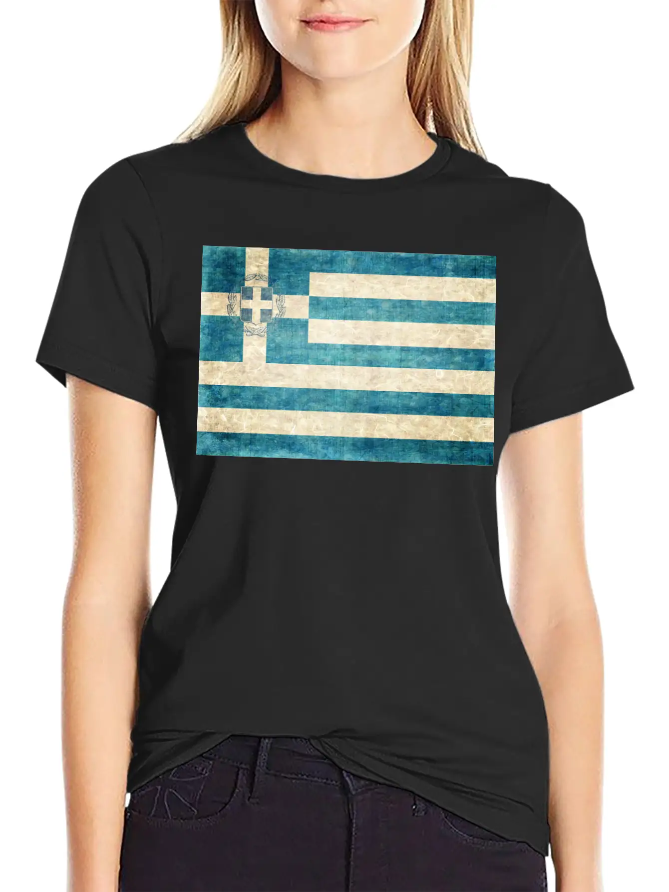 Greece Flag Grunge Unisex Short Sleeve Soft Cotton T-Shirt – Casual Everyday Wear