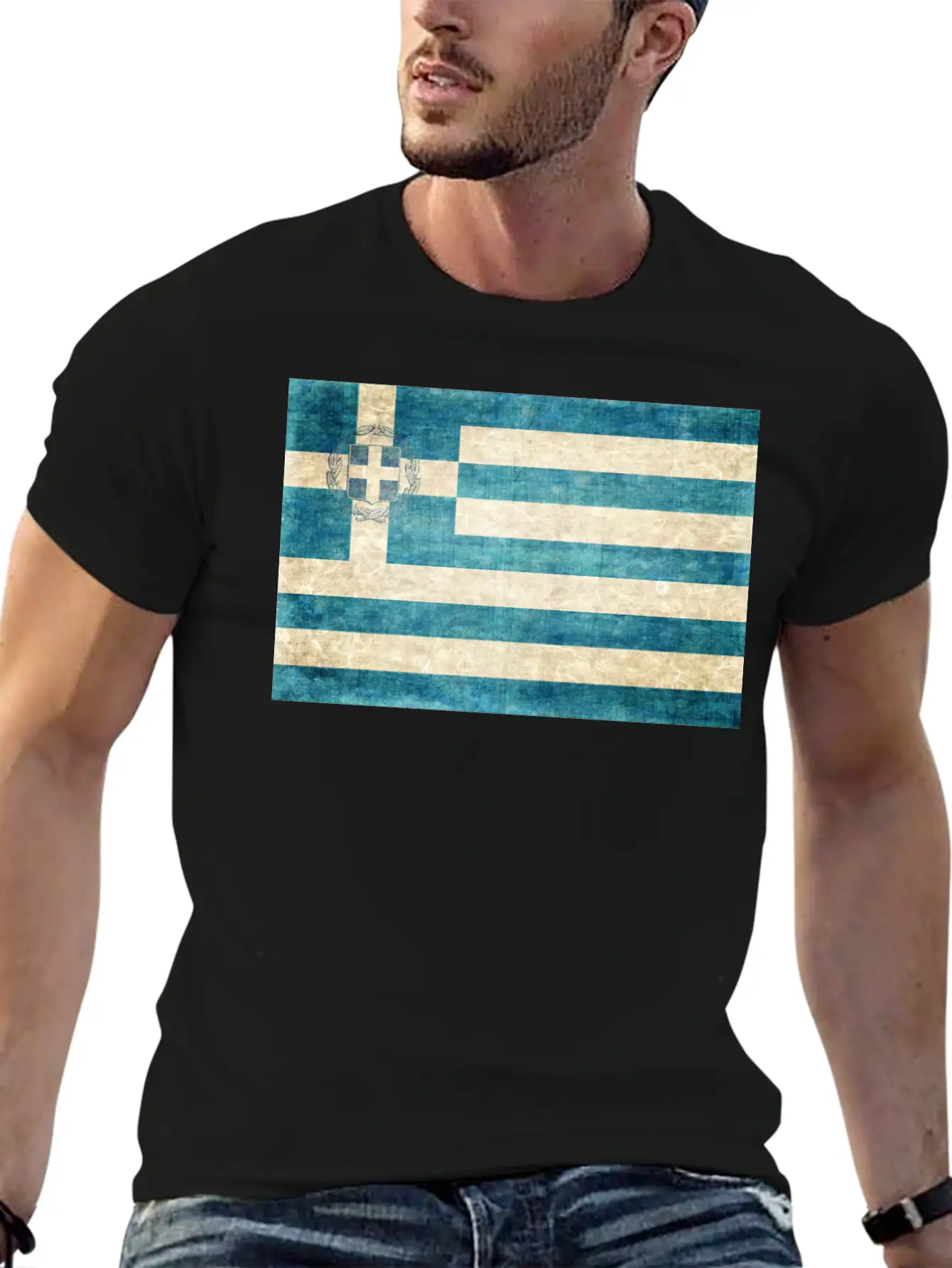 Greece Flag Grunge Unisex Short Sleeve Soft Cotton T-Shirt – Casual Everyday Wear