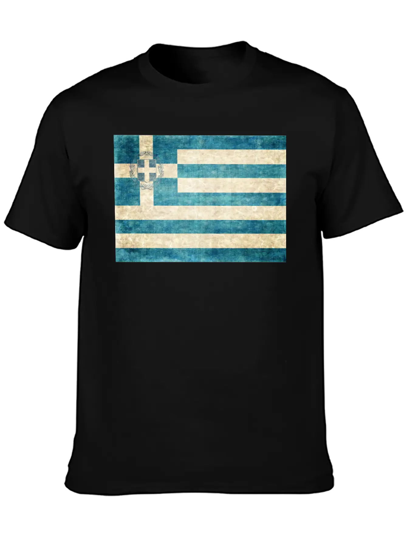 Greece Flag Grunge Unisex Short Sleeve Soft Cotton T-Shirt – Casual Everyday Wear
