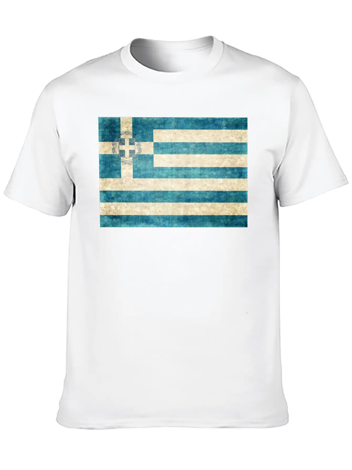 Greece Flag Grunge Unisex Short Sleeve Soft Cotton T-Shirt – Casual Everyday Wear