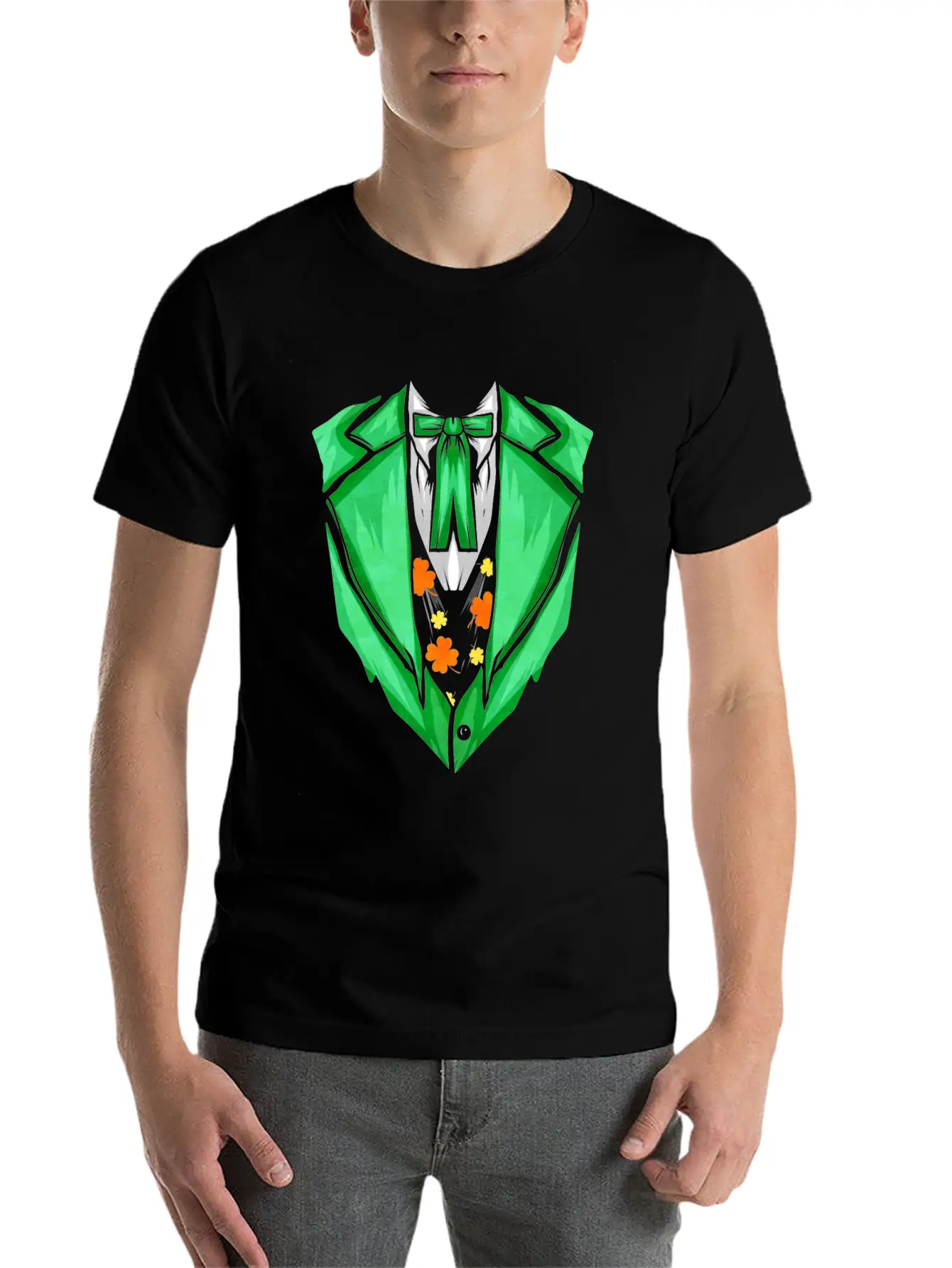 Green Outfit With Bow For St. Patricks Day Unisex Short Sleeve Soft Cotton T-Shirt – Casual Everyday Wear