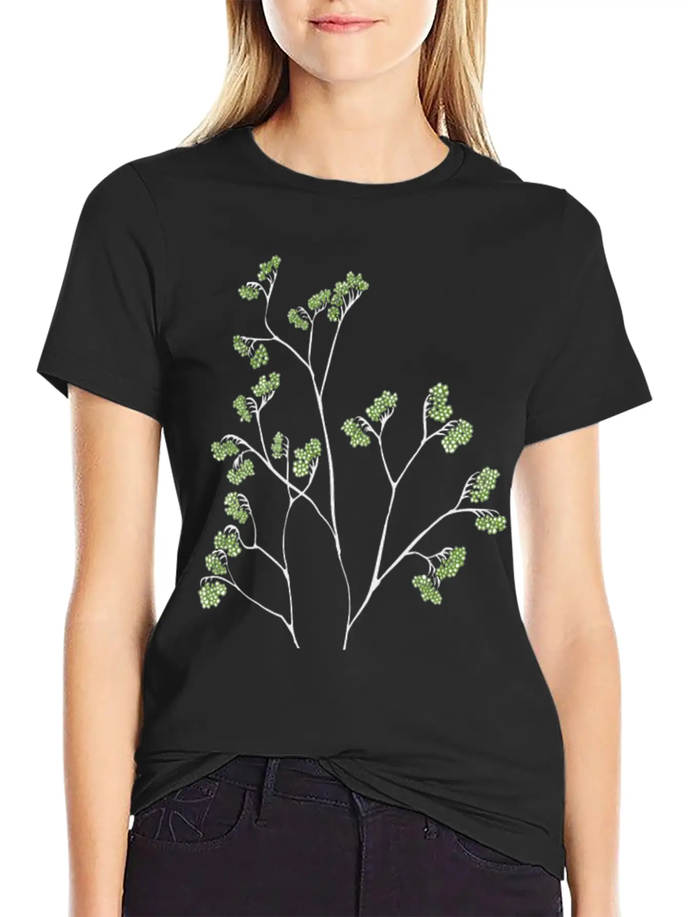 Green Plant Minimalist Botanical Art Stylish Everyday T-Shirt – Unisex Basic Cotton Tee