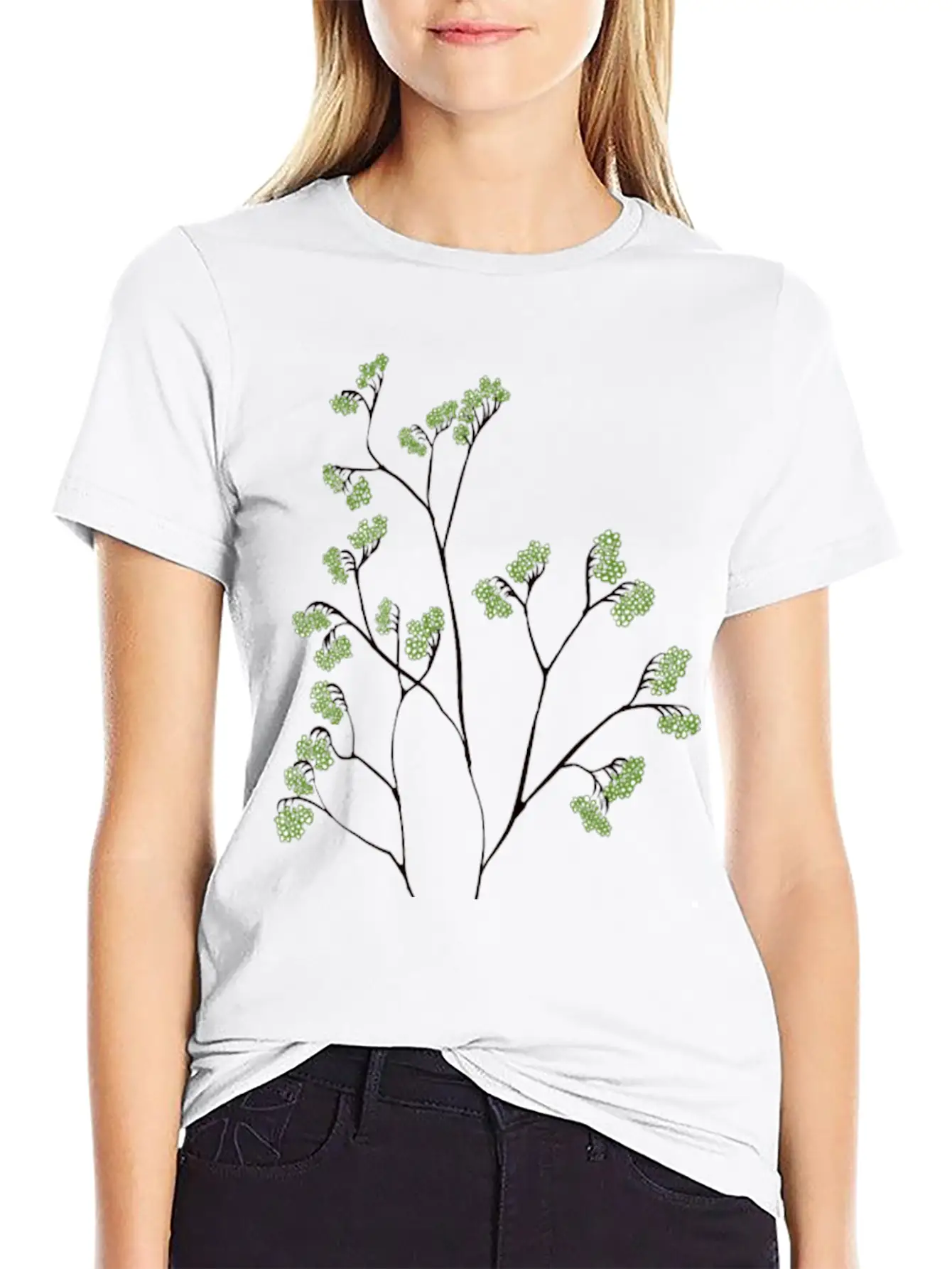 Green Plant Minimalist Botanical Art Stylish Everyday T-Shirt – Unisex Basic Cotton Tee