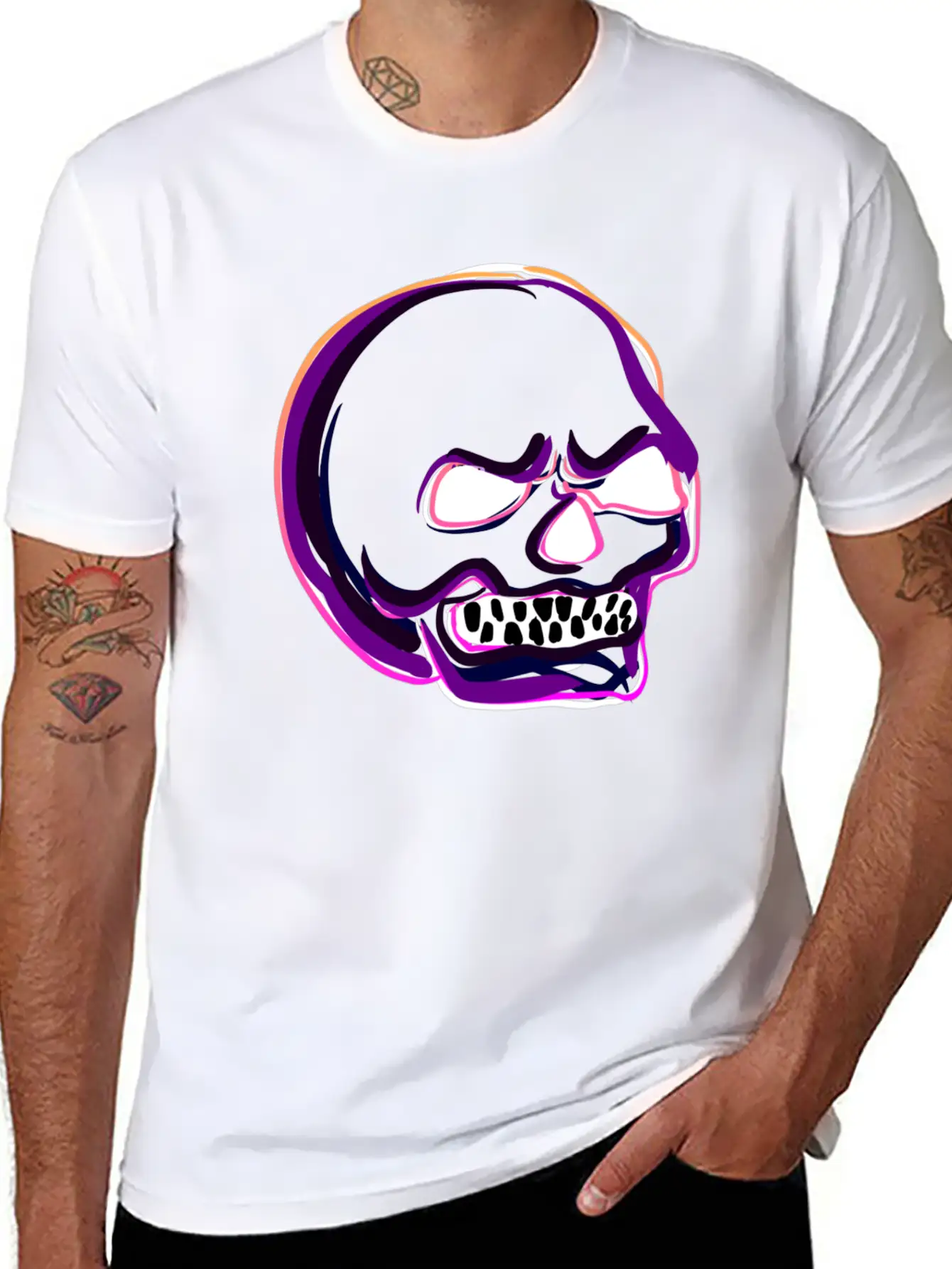 Green Skull Bones Rage Evil Unisex Short Sleeve Soft Cotton T-Shirt – Casual Everyday Wear