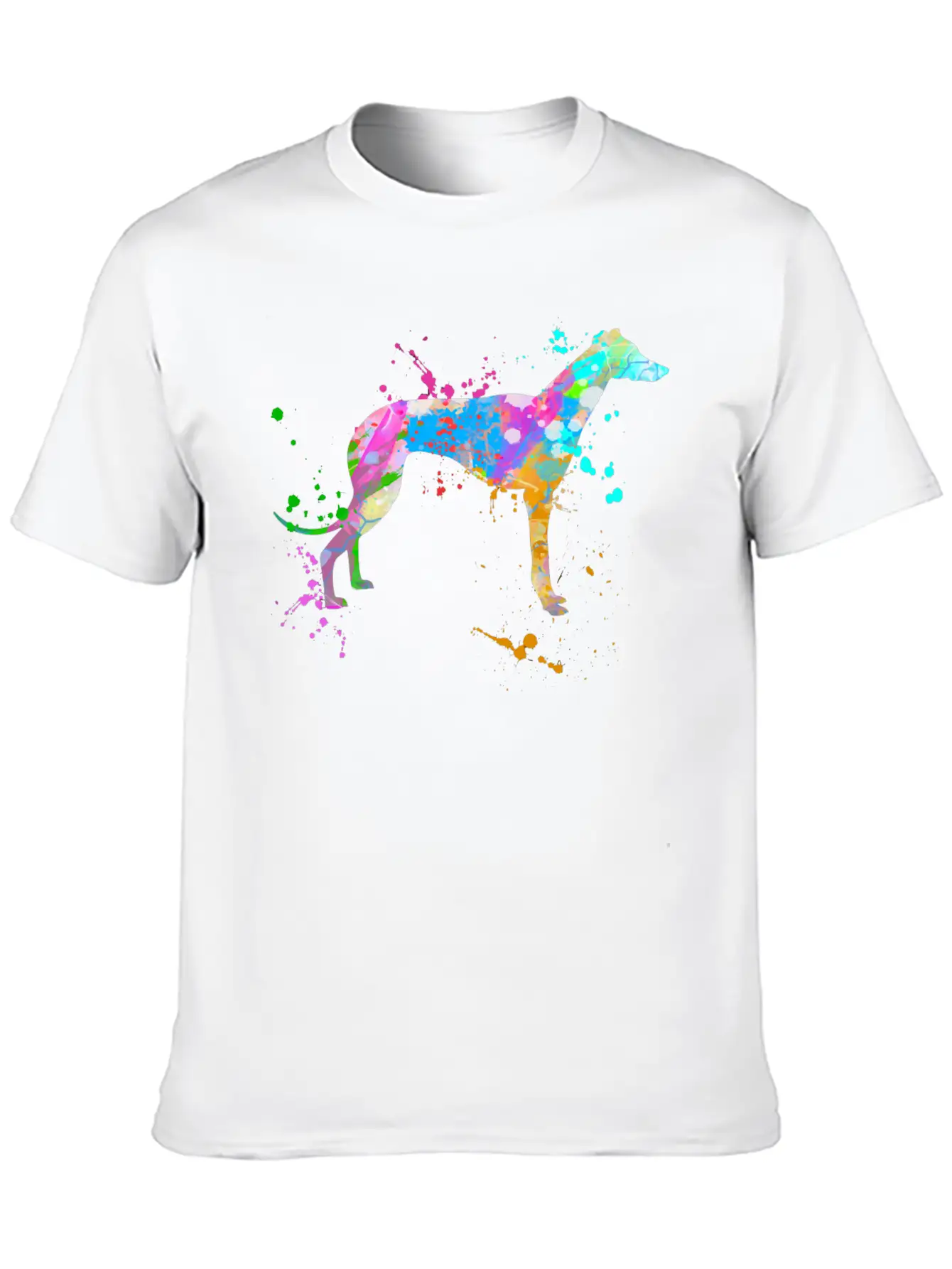 Greyhound Dog Watercolor Splash Art Paint Drip Spl Essential Unisex Summer Tee – Soft Cotton Casual Fit