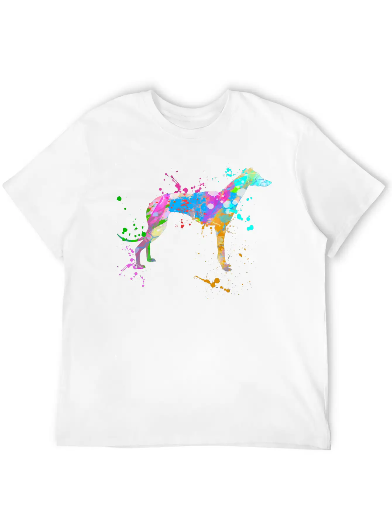 Greyhound Dog Watercolor Splash Art Paint Drip Spl Essential Unisex Summer Tee – Soft Cotton Casual Fit