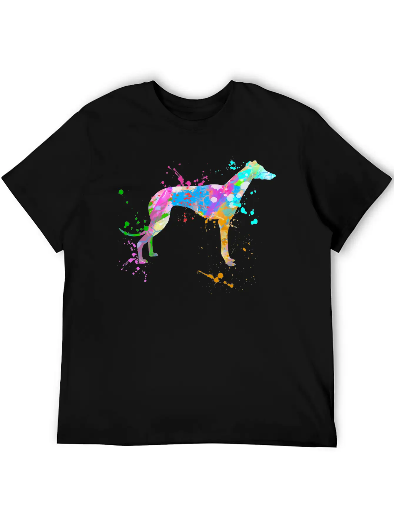 Greyhound Dog Watercolor Splash Art Paint Drip Spl Essential Unisex Summer Tee – Soft Cotton Casual Fit