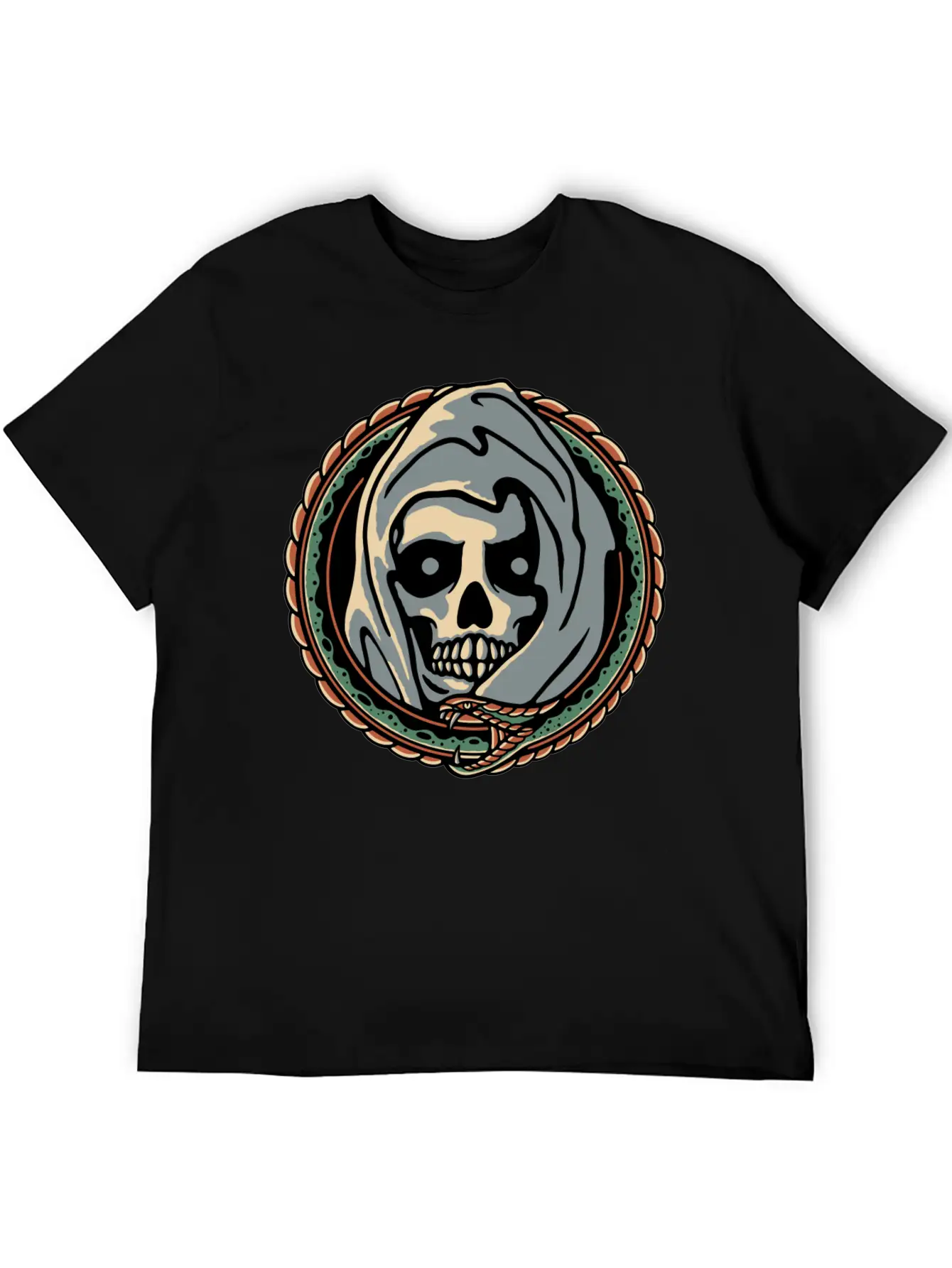 Grim Reaper And Snake Comfortable Minimalist Graphic Tee – Summer Style Essential
