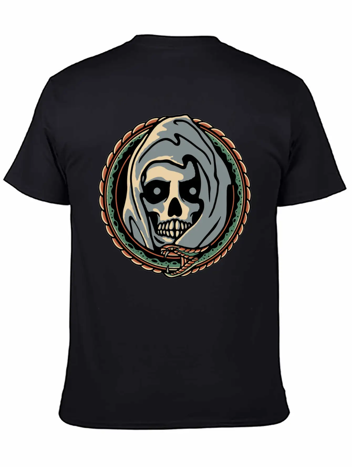 Grim Reaper And Snake Comfortable Minimalist Graphic Tee – Summer Style Essential