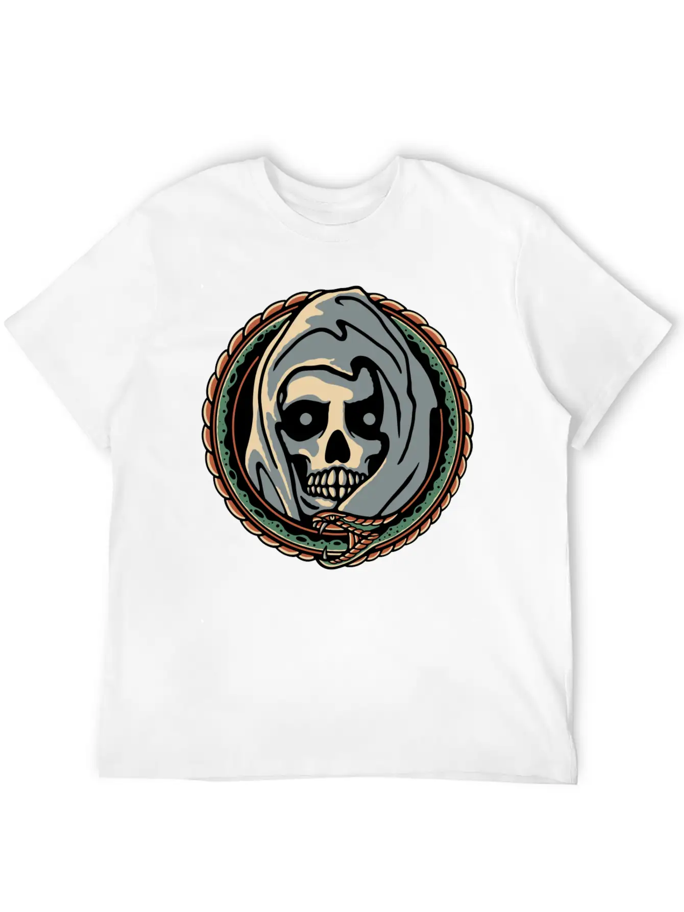 Grim Reaper And Snake Comfortable Minimalist Graphic Tee – Summer Style Essential