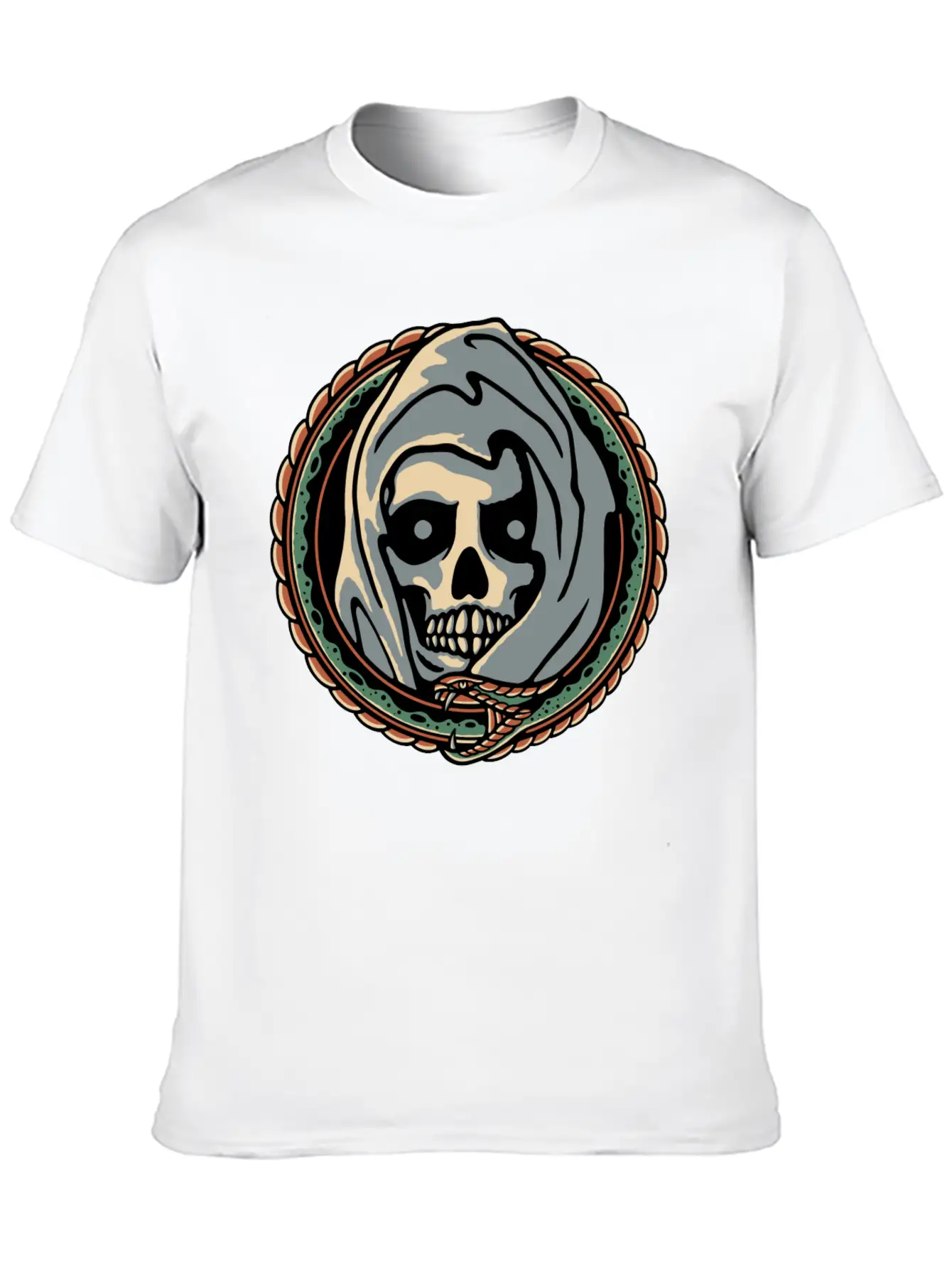 Grim Reaper And Snake Comfortable Minimalist Graphic Tee – Summer Style Essential
