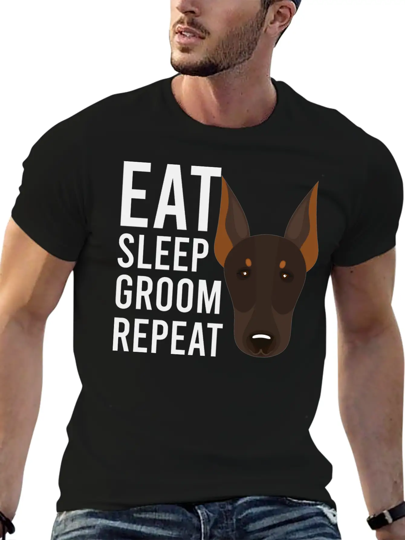 Groom 1 Dog Grooming Eat Sleep Groom Repeat Unisex Short Sleeve Soft Cotton T-Shirt – Casual Everyday Wear