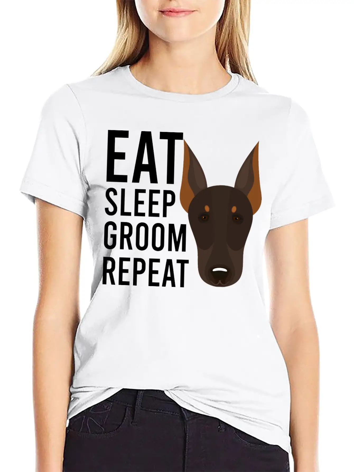 Groom 1 Dog Grooming Eat Sleep Groom Repeat Unisex Short Sleeve Soft Cotton T-Shirt – Casual Everyday Wear