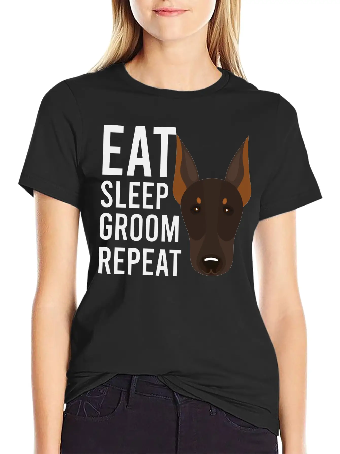 Groom 1 Dog Grooming Eat Sleep Groom Repeat Unisex Short Sleeve Soft Cotton T-Shirt – Casual Everyday Wear