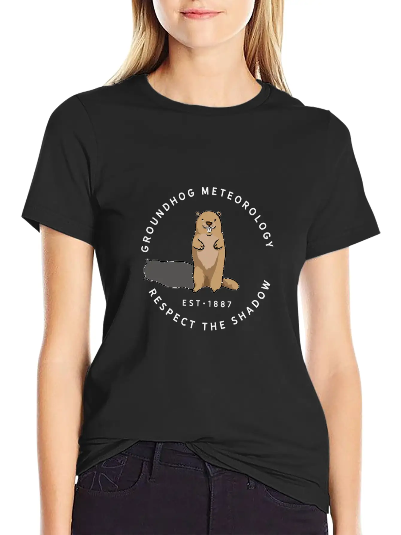 Groundhog Day Funny Quote Respect The Shadow Meteo Timeless Short Sleeve Tee – Comfy And Minimalist Design