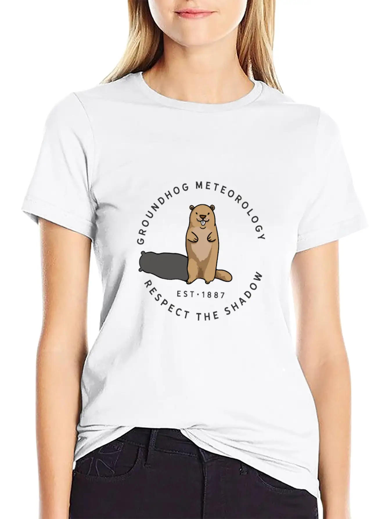 Groundhog Day Funny Quote Respect The Shadow Meteo Timeless Short Sleeve Tee – Comfy And Minimalist Design