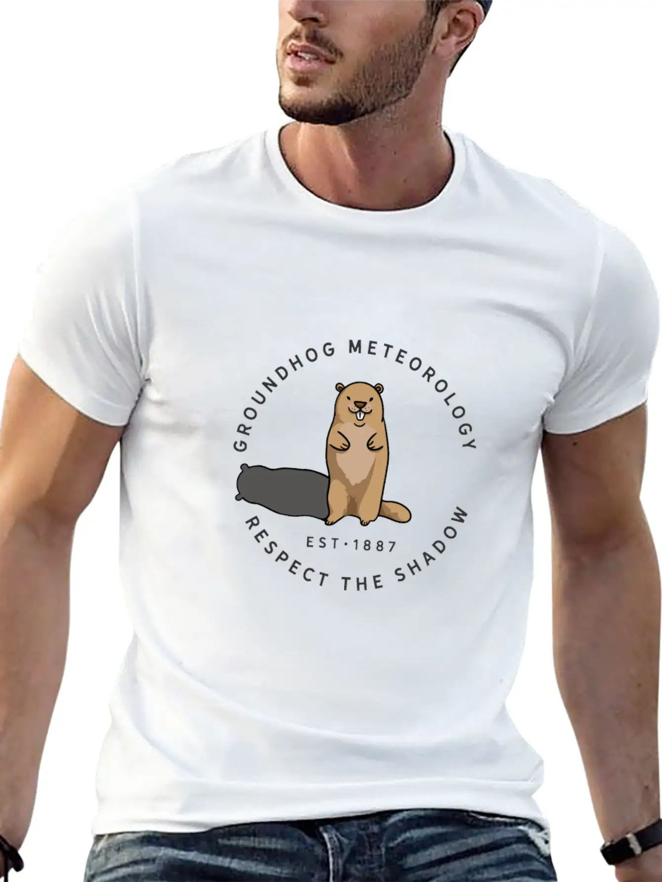 Groundhog Day Funny Quote Respect The Shadow Meteo Timeless Short Sleeve Tee – Comfy And Minimalist Design