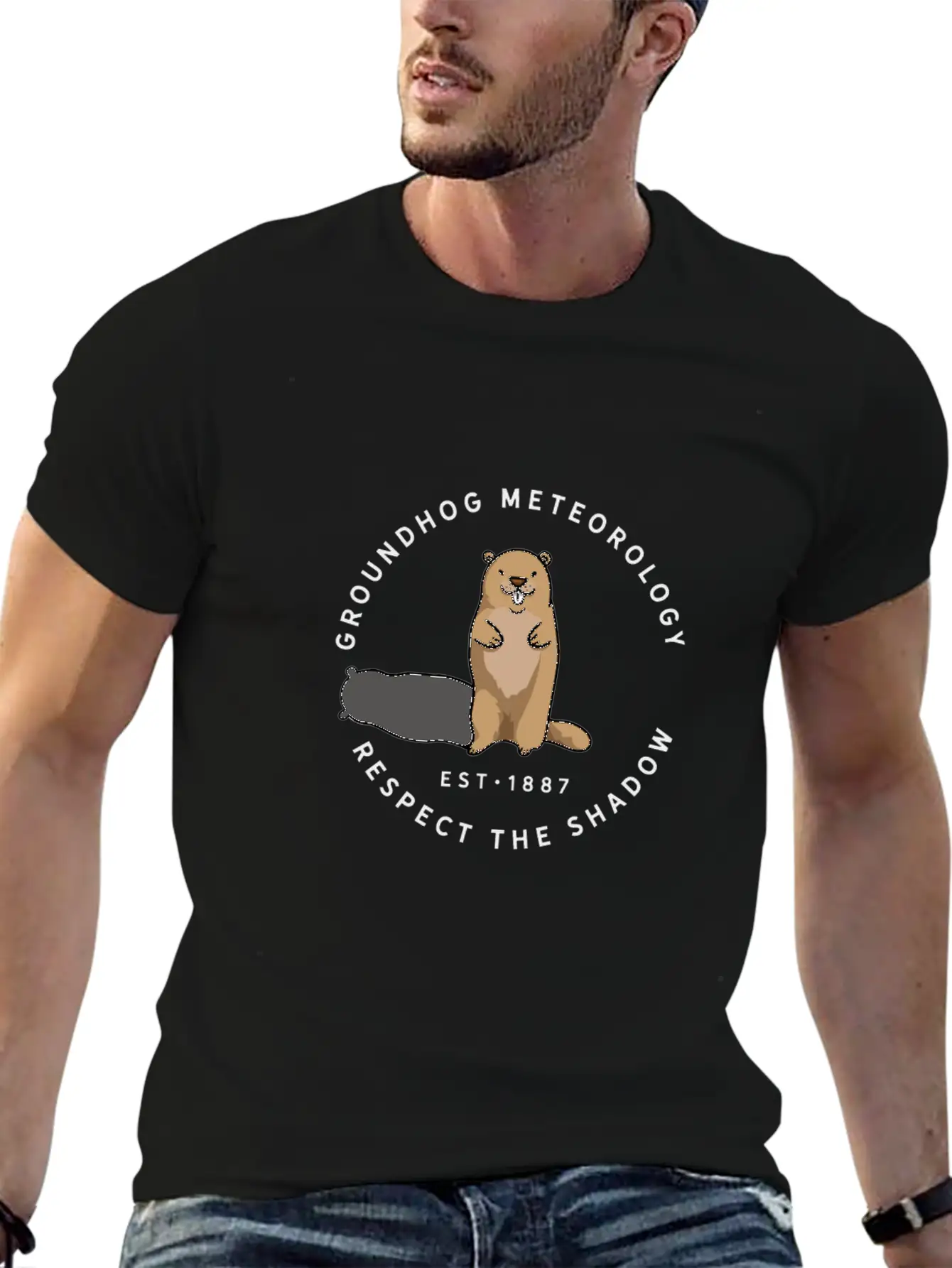 Groundhog Day Funny Quote Respect The Shadow Meteo Timeless Short Sleeve Tee – Comfy And Minimalist Design