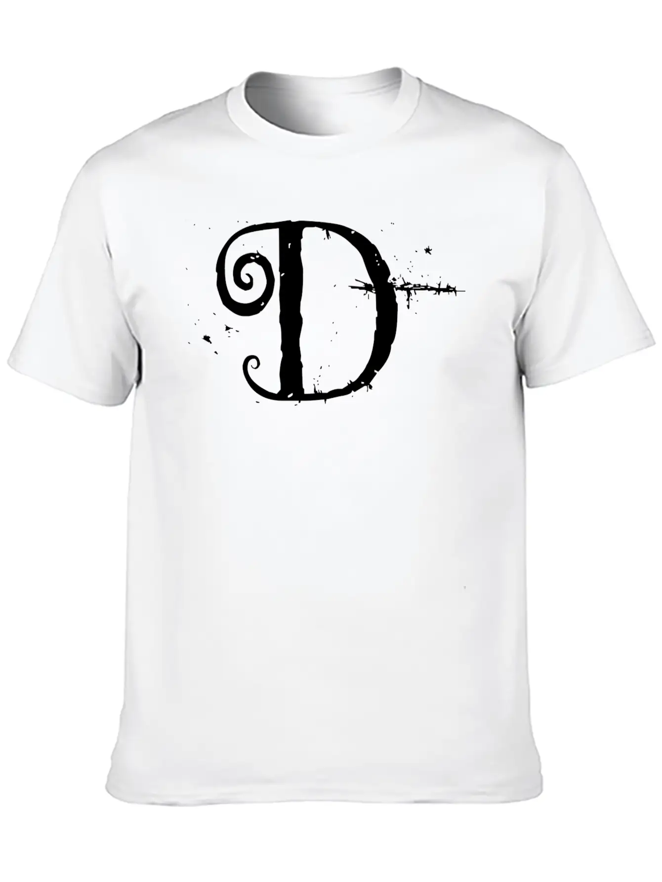 Grunge Letter D, Distorted Letter D Unisex Short Sleeve Soft Cotton T-Shirt – Casual Everyday Wear