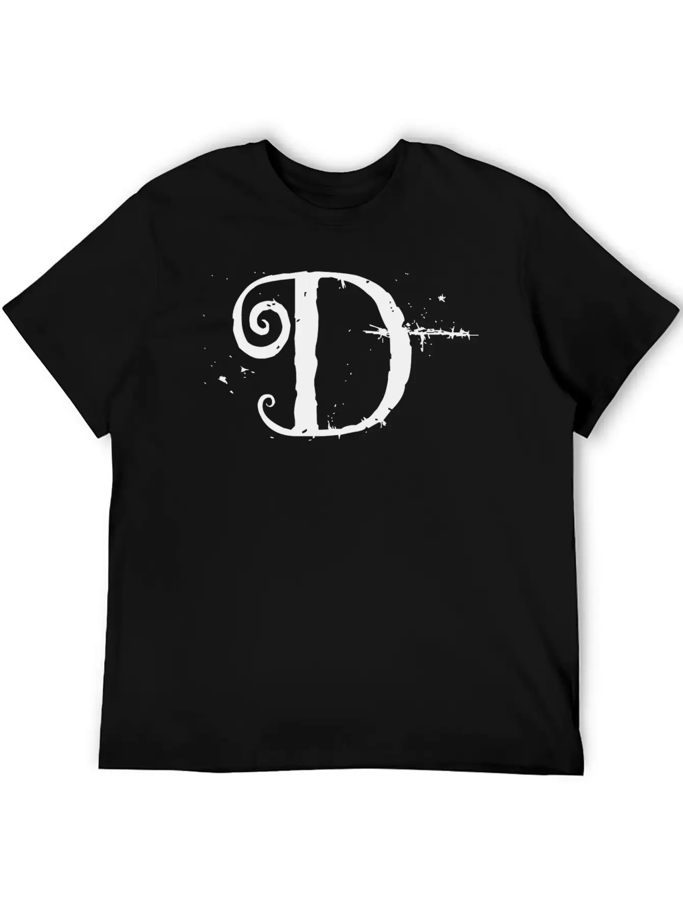 Grunge Letter D, Distorted Letter D Unisex Short Sleeve Soft Cotton T-Shirt – Casual Everyday Wear