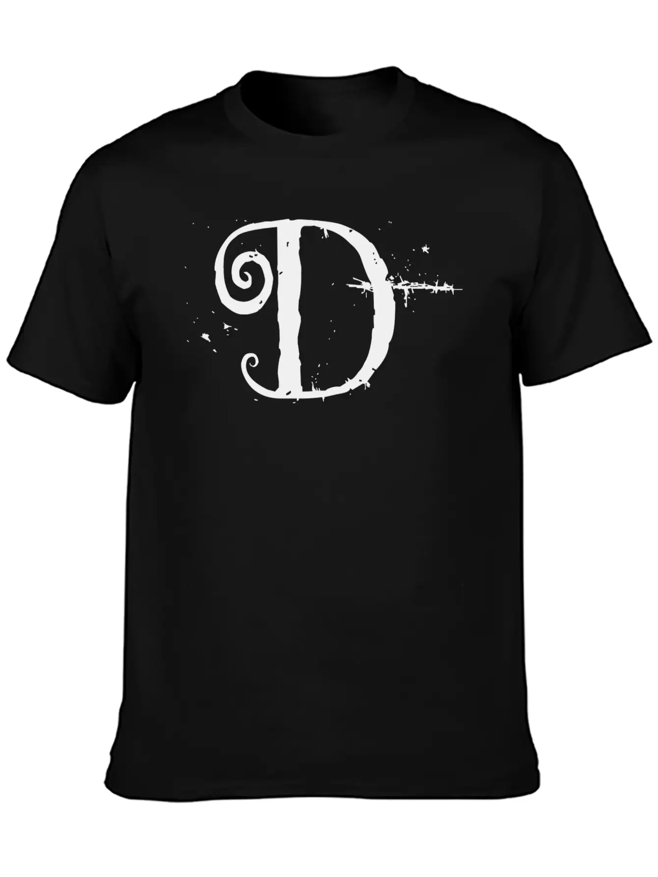 Grunge Letter D, Distorted Letter D Unisex Short Sleeve Soft Cotton T-Shirt – Casual Everyday Wear