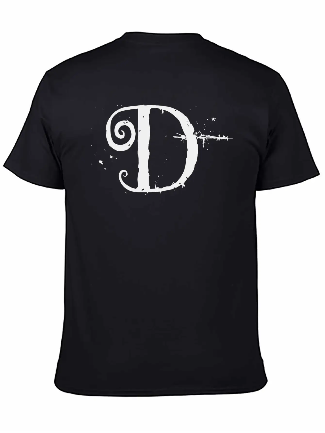 Grunge Letter D, Distorted Letter D Unisex Short Sleeve Soft Cotton T-Shirt – Casual Everyday Wear