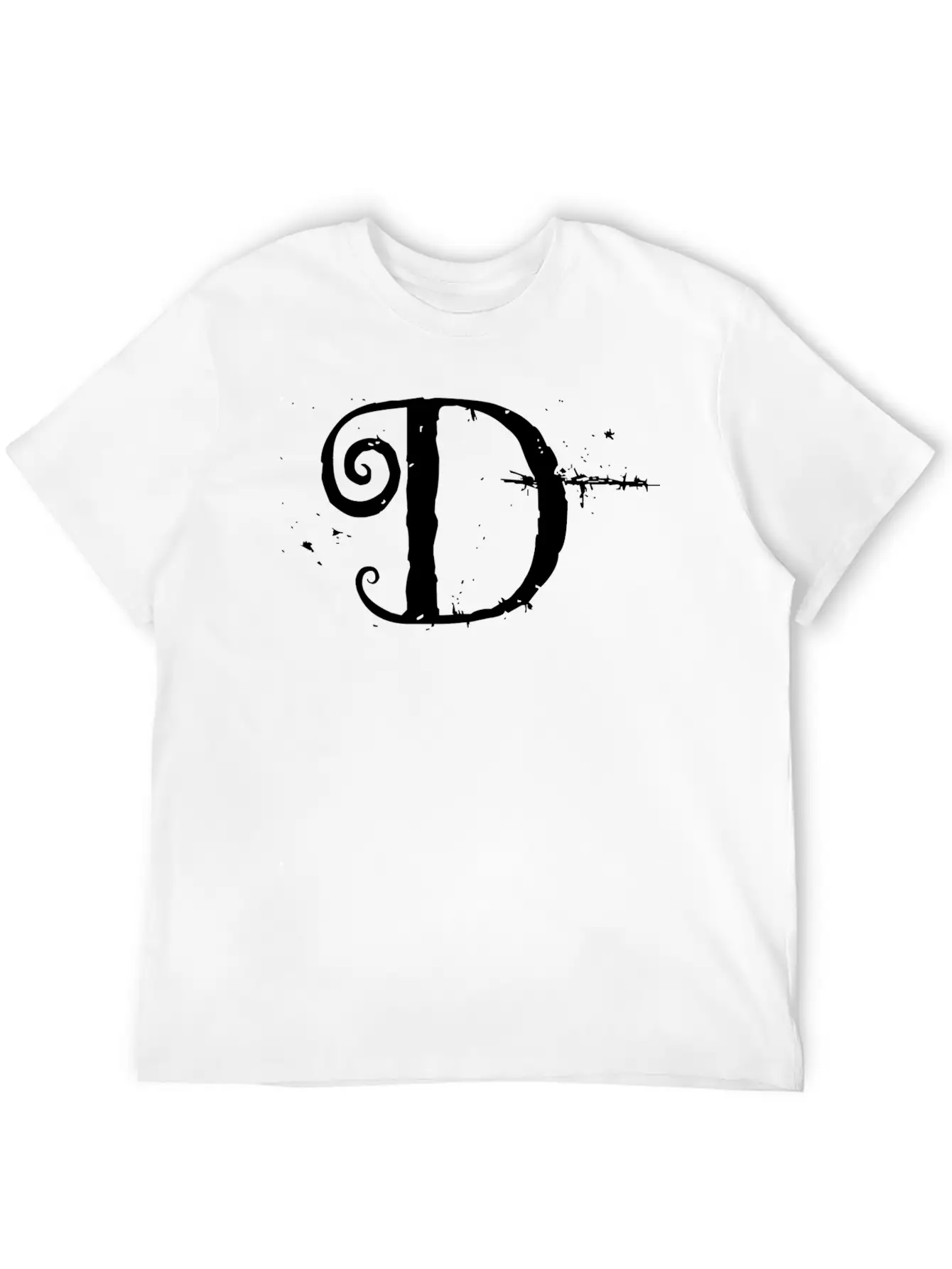 Grunge Letter D, Distorted Letter D Unisex Short Sleeve Soft Cotton T-Shirt – Casual Everyday Wear