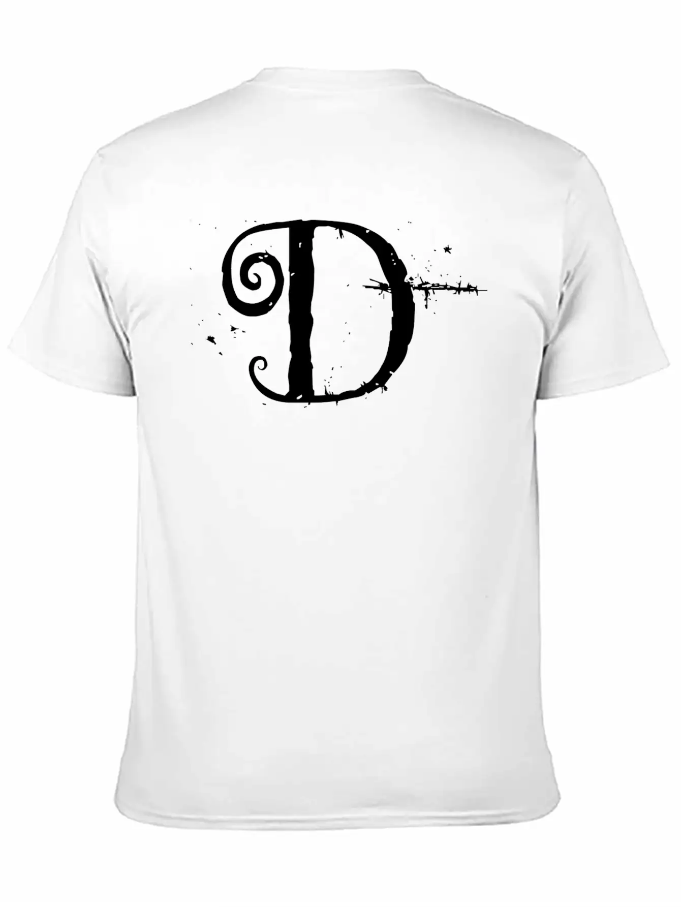 Grunge Letter D, Distorted Letter D Unisex Short Sleeve Soft Cotton T-Shirt – Casual Everyday Wear
