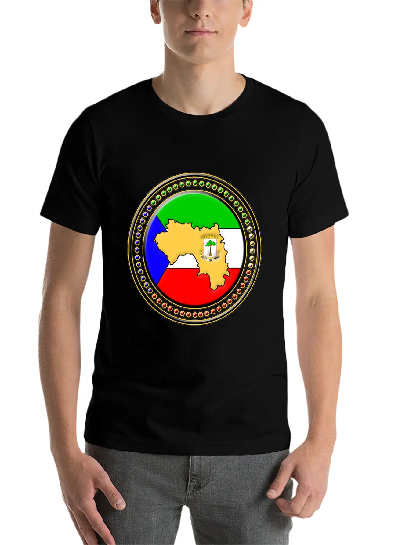 Guinea Flag Map Essential Unisex Summer Tee – Soft Cotton Casual Fit