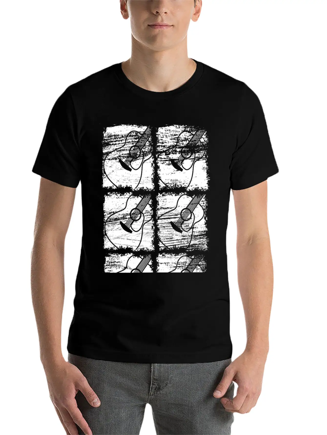Guitar Drawing Unisex Short Sleeve Soft Cotton T-Shirt – Casual Everyday Wear
