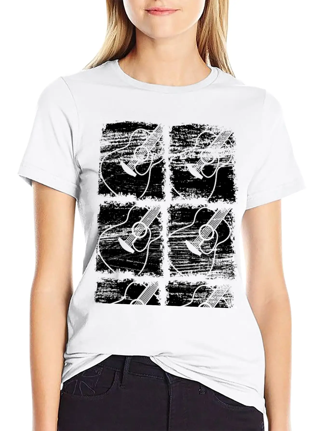 Guitar Drawing Unisex Short Sleeve Soft Cotton T-Shirt – Casual Everyday Wear