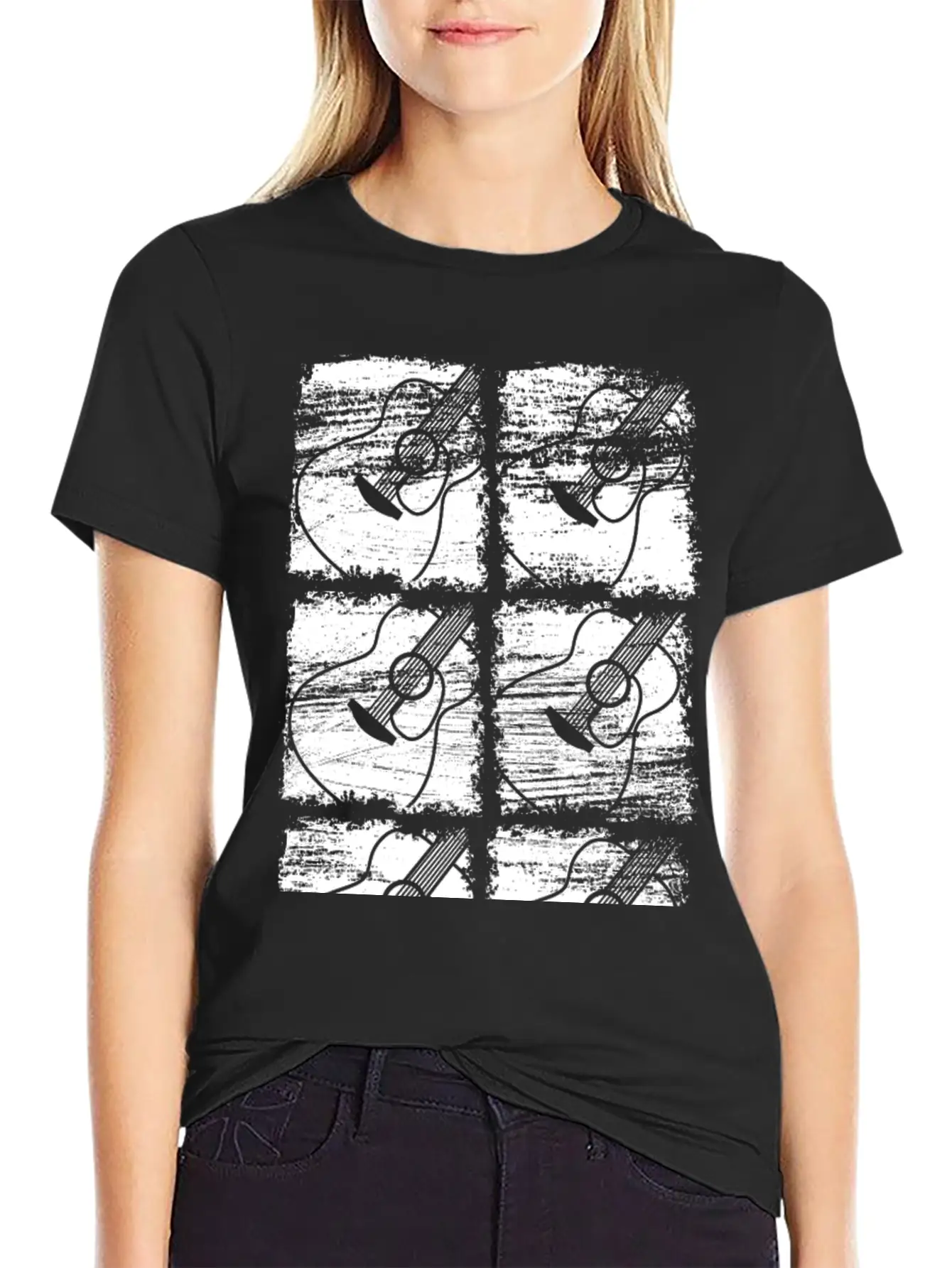 Guitar Drawing Unisex Short Sleeve Soft Cotton T-Shirt – Casual Everyday Wear