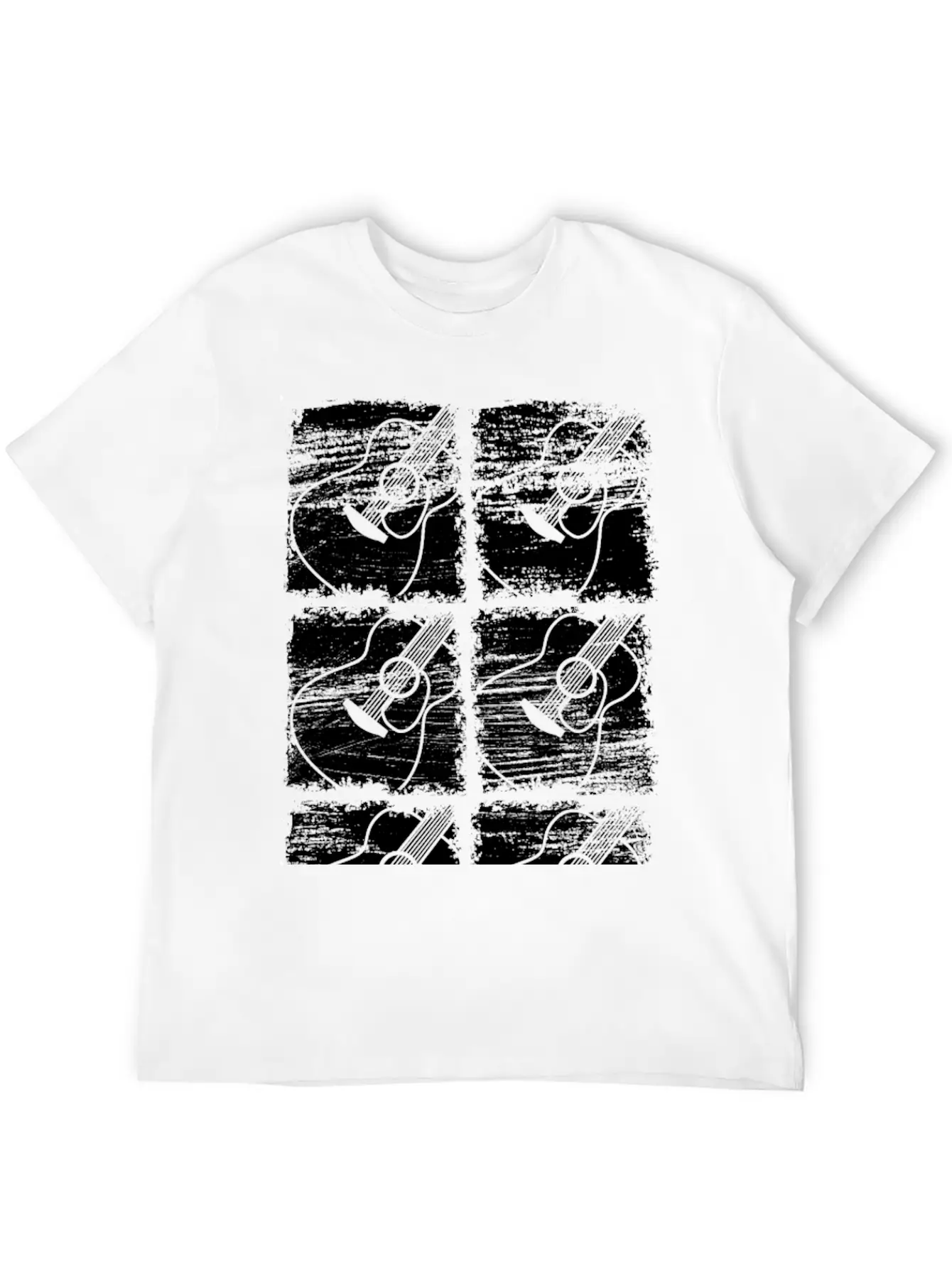 Guitar Drawing Unisex Short Sleeve Soft Cotton T-Shirt – Casual Everyday Wear