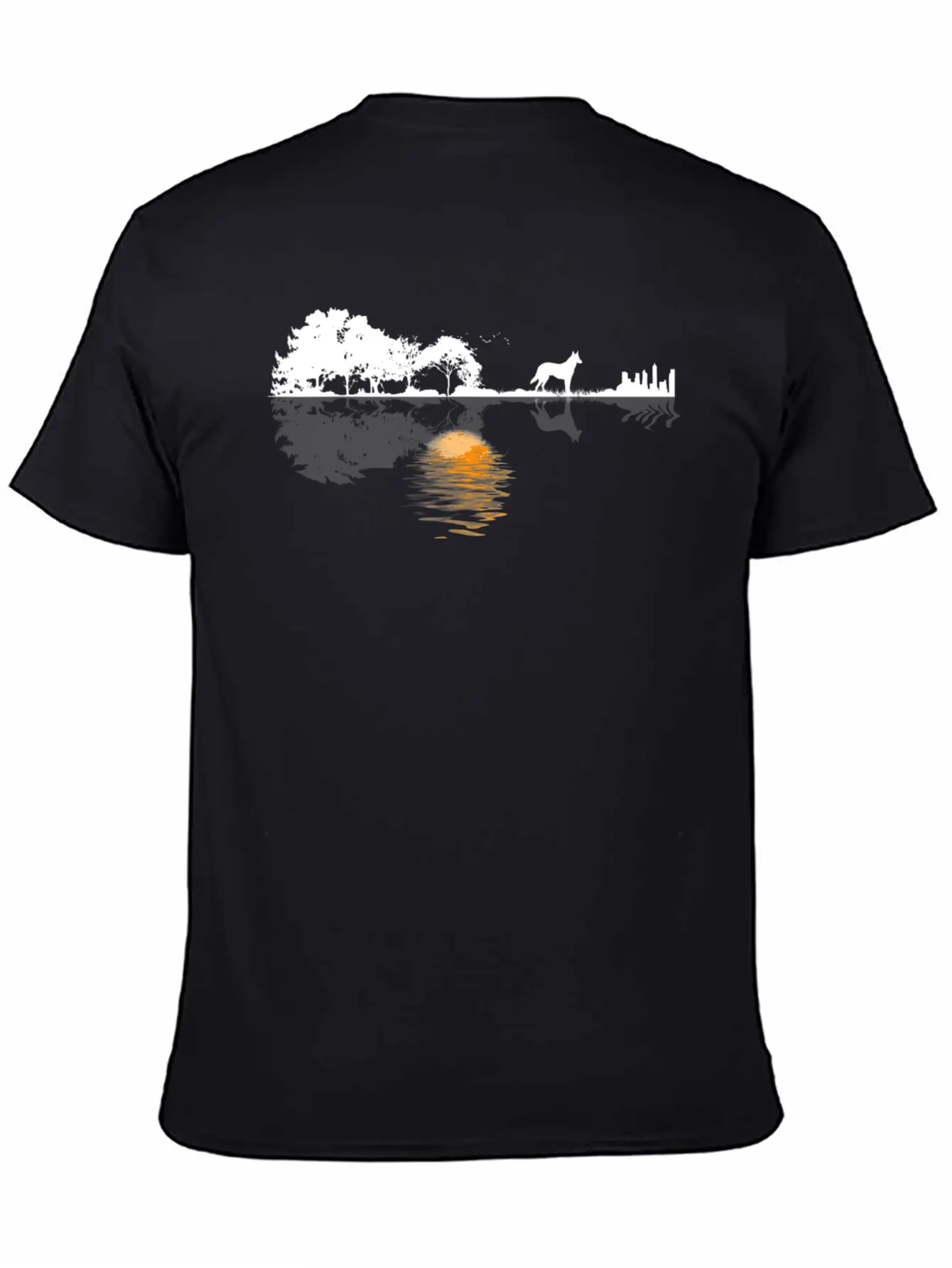 Guitar Lake Shadow Lover Gift German Shepherd Dog Stylish Everyday T-Shirt – Unisex Basic Cotton Tee