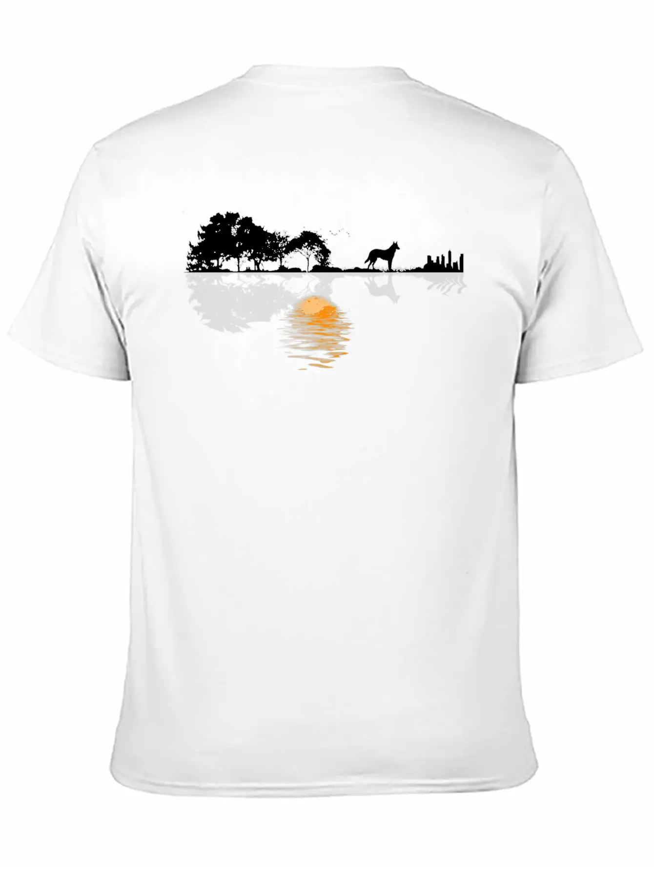 Guitar Lake Shadow Lover Gift German Shepherd Dog Stylish Everyday T-Shirt – Unisex Basic Cotton Tee