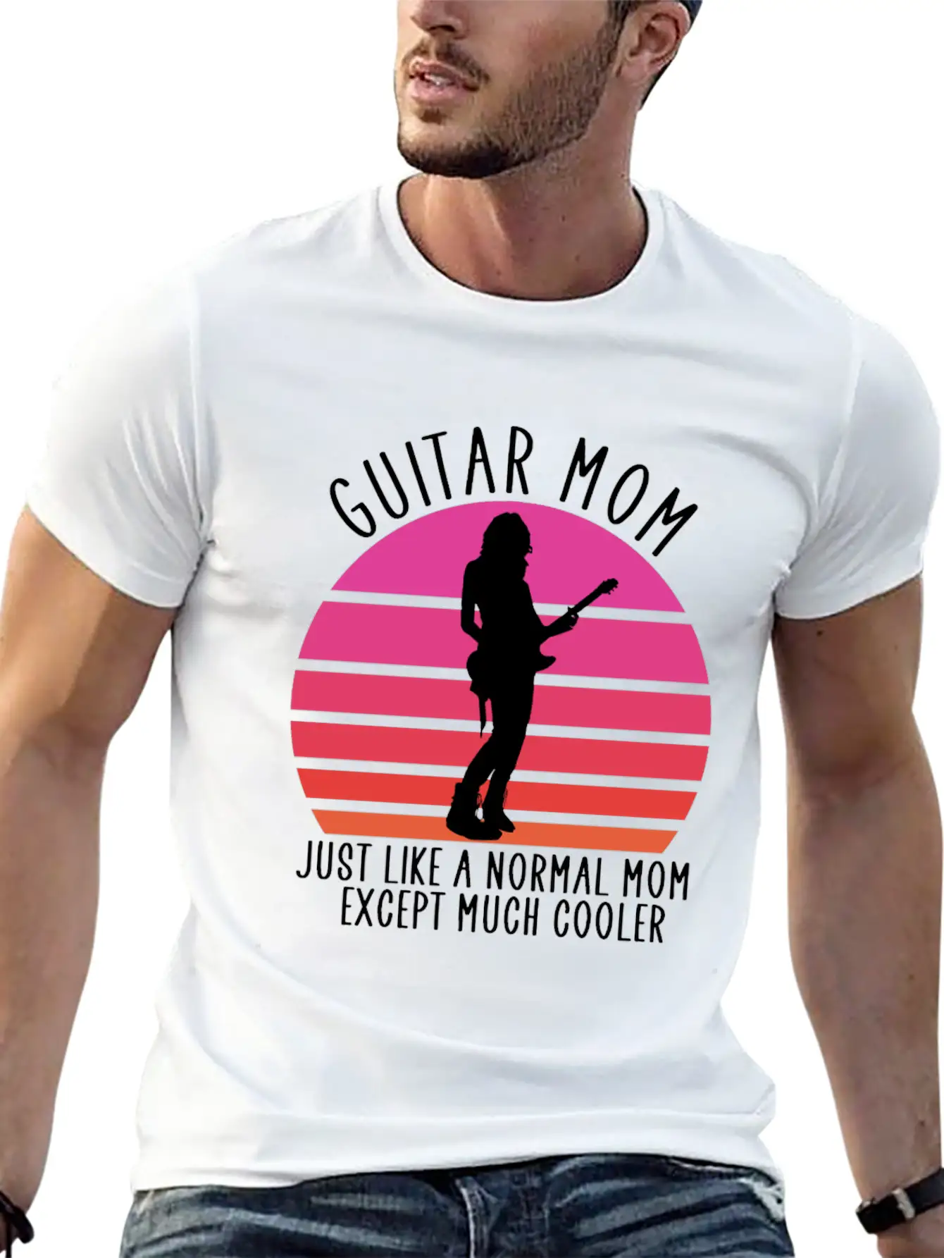 Guitar Mom Unisex Short Sleeve Soft Cotton T-Shirt – Casual Everyday Wear