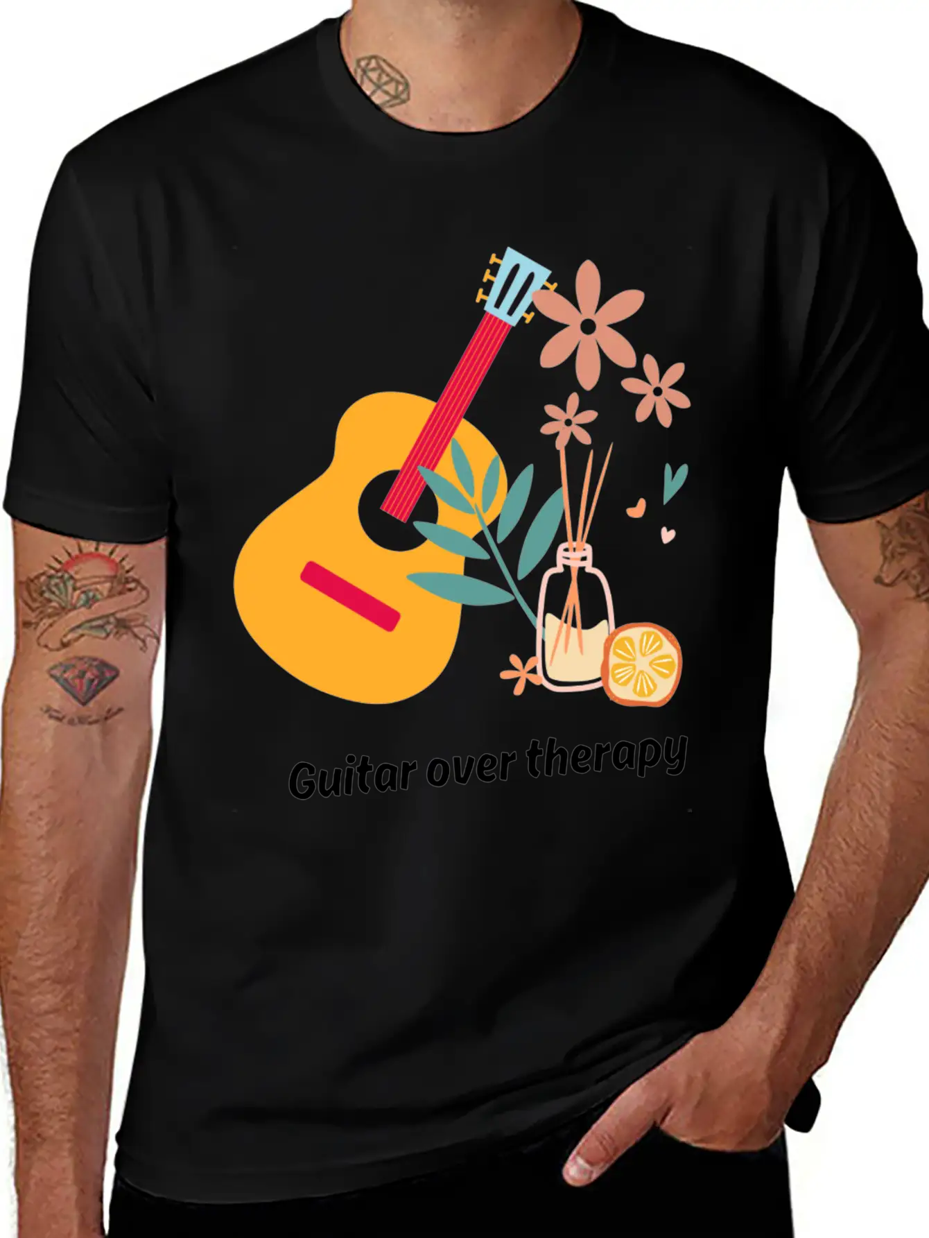 Guitar Over Therapy Timeless Short Sleeve Tee – Comfy And Minimalist Design