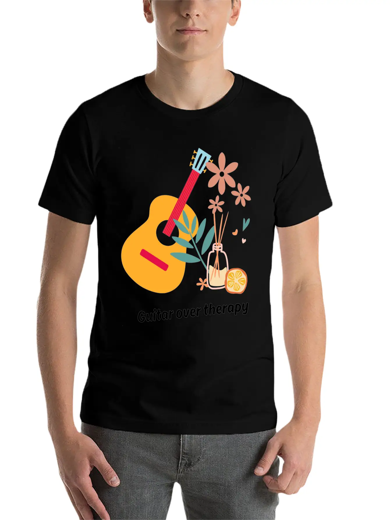Guitar Over Therapy Timeless Short Sleeve Tee – Comfy And Minimalist Design