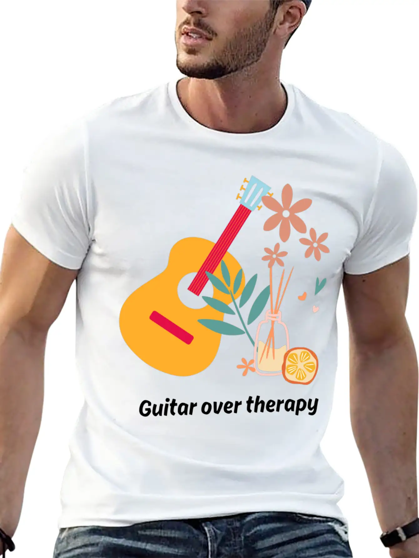 Guitar Over Therapy Timeless Short Sleeve Tee – Comfy And Minimalist Design