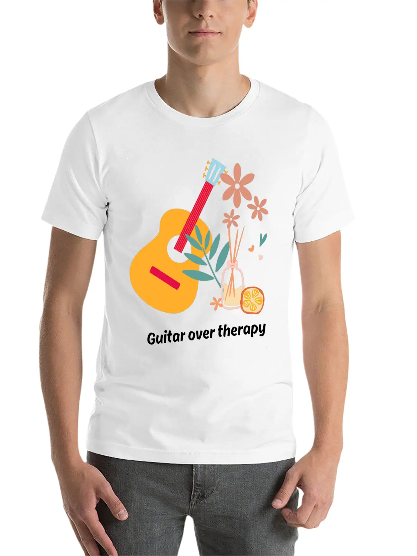 Guitar Over Therapy Timeless Short Sleeve Tee – Comfy And Minimalist Design