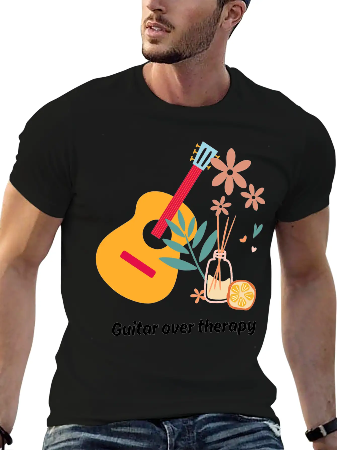 Guitar Over Therapy Timeless Short Sleeve Tee – Comfy And Minimalist Design